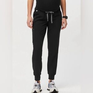 Figs Zamora Maternity Over the Belly Black Jogger Scrub Pants size SM